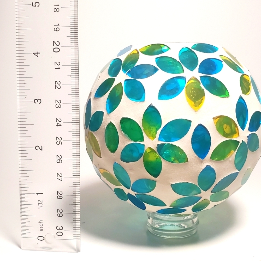 EVERGREEN Mosaic Glass Watering Globe w Terracotta Spike Patio Garden Multicolor - Picture 6 of 7